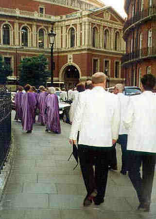 Picture of choir members outside RAH