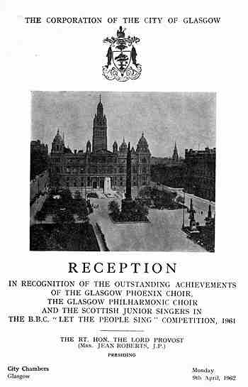 Picture of ticket to Civic Reception in Glasgow